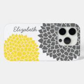 Modernes Blumenmuster - grau und gelb Case-Mate iPhone Hülle (Rückseite (Horizontal))