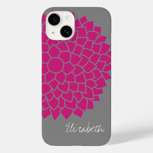 Modernes Blumenmuster - grau und rosa Case-Mate iPhone Hülle (Rückseite)