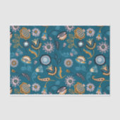 Modernes Blumenmuster im Aquamarinen Hintergrund Seidenpapier (Vorderseite)