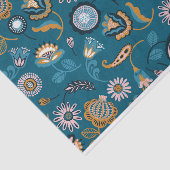 Modernes Blumenmuster im Aquamarinen Hintergrund Seidenpapier (Ausschnitt)