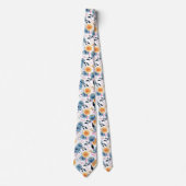 Modernes Blumenmuster in Blau, Orange und Rosa Krawatte (Vorderseite)