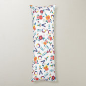 Modernes Blumenmuster in grünem Rosa Orange Blue Seitenschläferkissen (Rückseite (Vertikal))