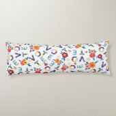 Modernes Blumenmuster in grünem Rosa Orange Blue Seitenschläferkissen (Rückseite)