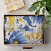Modernes Blumenmuster mit blau und gelb Seidenpapier (Geschenk)