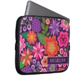 Modernes Blumenmuster mit Individuelle Name oder M Laptopschutzhülle (Vorne Rechts)