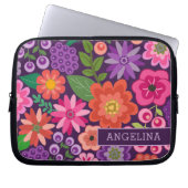 Modernes Blumenmuster mit Individuelle Name oder M Laptopschutzhülle (Vorderseite)