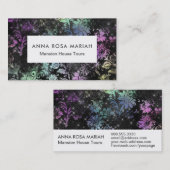 *~* Modernes Blumenmuster Schwarzer Glitzer Vintag Visitenkarte (Vorne/Hinten)