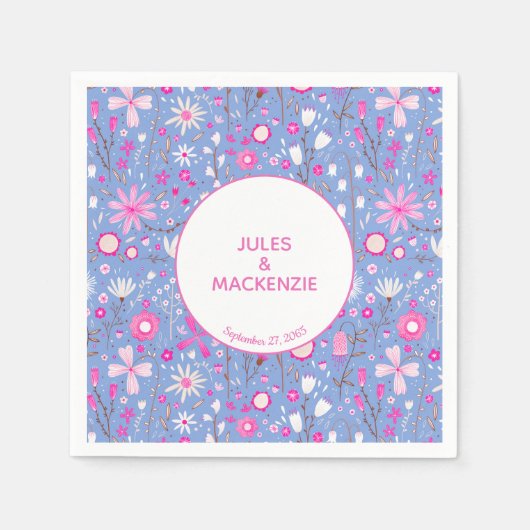 Modernes Blumenmuster Serviette (Vorderseite)