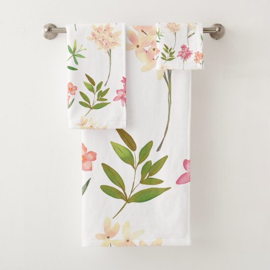 Modernes Blumenmuster | Trendy Botanical Badhandtuch Set (Insitu)