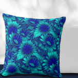 Modernes Blumenmuster Türkis und Blau Kissen<br><div class="desc">Das moderne Kissen mit den stilvollen Blumenmustern in einer modernen, kostenfreien Palette von türkisfarbenen und blauen, lebendigen Schatten und Highlights in aquamarinen und grauen Farbtönen. Ein elegantes, blumengeschmücktes Kopfkissen mit einem gewagten Druck, der jedem modernen Zimmer eine lebhafte Farbenpracht verleiht. Sie können ein gefliestes Bild erstellen, indem Sie das Bild...</div>