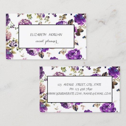 Modernes Blumenmuster Visitenkarte (Vorne/Hinten)