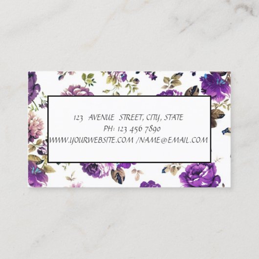 Modernes Blumenmuster Visitenkarte (Rückseite)