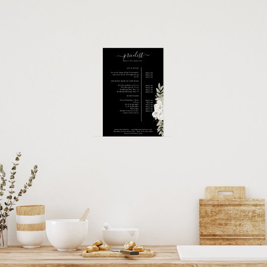 Modernes Blumenpreisliste-Poster Poster (Küche)