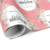 Modernes Blumenrahmen Brautparty Rosa Hintergrund Geschenkpapier (Rolleneckpunkt)