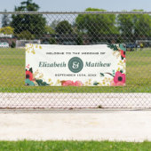 Modernes Blumenrosa Aquamarines Hochzeitsbanner Banner (Insitu)