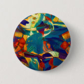 Modernes Blumenrosa Linien Abstrakte Kunst Malerei Button (Vorderseite)