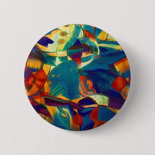 Modernes Blumenrosa Linien Abstrakte Kunst Malerei Button (Vorderseite)