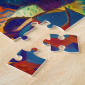 Modernes Blumenrosa Linien Abstrakte Kunst Malerei Puzzle (Seite)