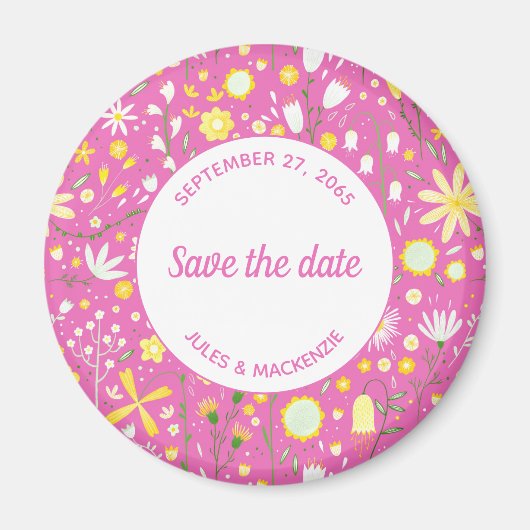 Modernes Blumenrosa Save the Date Magnet (Vorne)