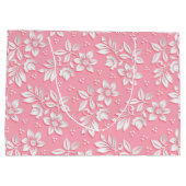 Modernes Blumenrosa Weißglas Große Geschenktüte (Rückseite)