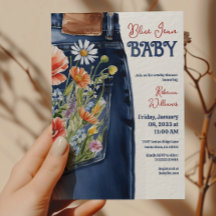 Modernes Blumenrot Denim Blue Jean Baby Dusche