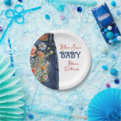 Modernes Blumenrot Denim Blue Jean Baby Dusche Pappteller (Party)