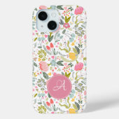 Modernes, blumenschig rosa Rosa mit Monogramm Case-Mate iPhone Hülle (Rückseite)
