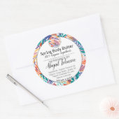 Modernes Blumensiegel + Blätter Runder Aufkleber (Umschlag)