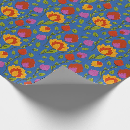 Modernes Blumenvolkor // Gelb-Rot-Blau Geschenkpapier (Ecke)