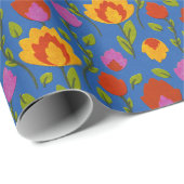Modernes Blumenvolkor // Gelb-Rot-Blau Geschenkpapier (Rolleneckpunkt)