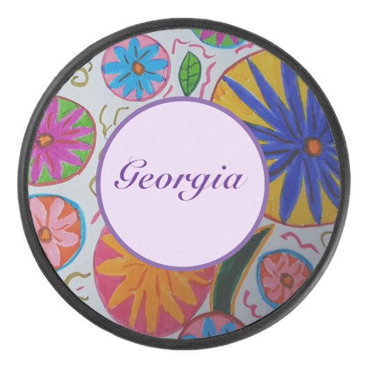 Modernes Blumenzeitalter Eishockey Puck (Vorderseite)