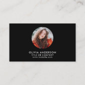 Modernes Blush & Black QR Code Foto Visitenkarte (Vorderseite)