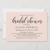 Modernes Blush-Brautparty und Black Wedding Einladung (Vorderseite)