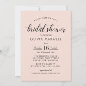 Modernes Blush-Brautparty und Black Wedding Einladung (Vorderseite)