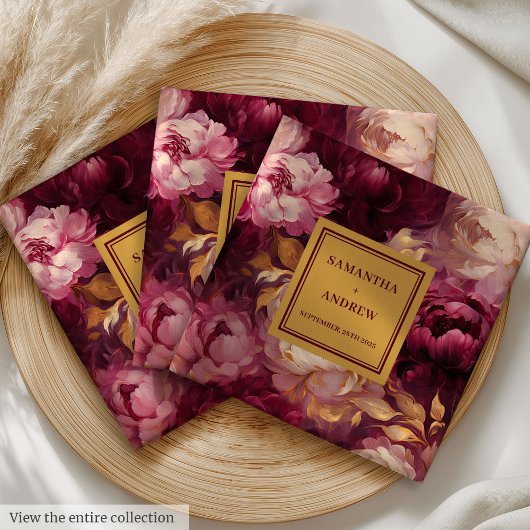 Modernes Blush Burgundy Gold Wedding Cloud Napkins Serviette