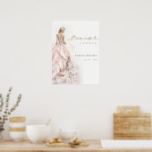 Modernes Blush Floral Wedding Gown Brautparty Poster (Küche)
