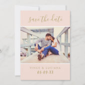 Modernes Blush Gold Handgeschriebenes Script-Foto Save The Date (Vorderseite)