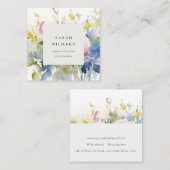 Modernes Blush Lilac Rose Blumenstrauß Quadratische Visitenkarte (Vorne/Hinten)