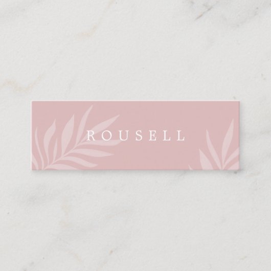 Modernes Blush Natural Foliage Minimal Mini Visitenkarte (Vorderseite)