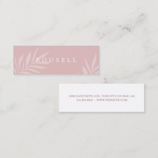 Modernes Blush Natural Foliage Minimal Mini Visitenkarte (Vorne/Hinten)