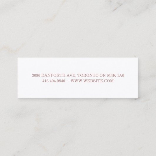 Modernes Blush Natural Foliage Minimal Mini Visitenkarte (Rückseite)