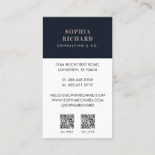 Modernes Blush & Navy Beruflich Business Foto QR Visitenkarte (Rückseite)