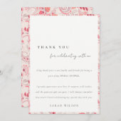 Modernes Blush Paisley Typografy Brautparty Dankeskarte (Vorne/Hinten)