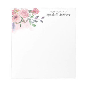 Modernes Blush Pastellfarben Pink Floral Aquarells Notizblock