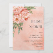 Modernes Blush Peach Peonys Brautparty Einladung (Vorderseite)