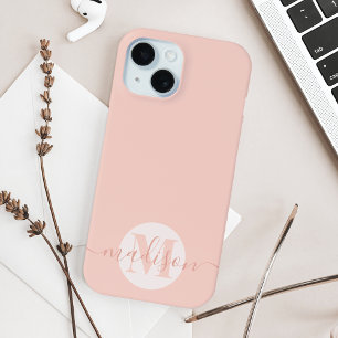 Modernes Blush Pink Feminine Script Mit Monogramm Case-Mate iPhone Hülle