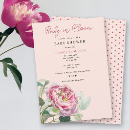 Modernes Blush Pink Floral Baby in Bloom Baby Dusc Einladung