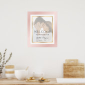 Modernes Blush Pink Gold Foto Hochzeit Begrüßungsz Poster (Küche)