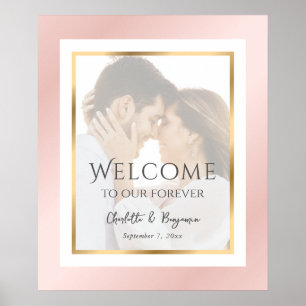 Modernes Blush Pink Gold Foto Hochzeit Begrüßungsz Poster