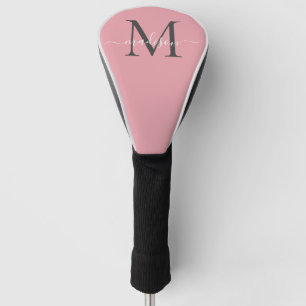 Modernes Blush Pink Gray Monogram Girly Chic Scrip Golf Headcover